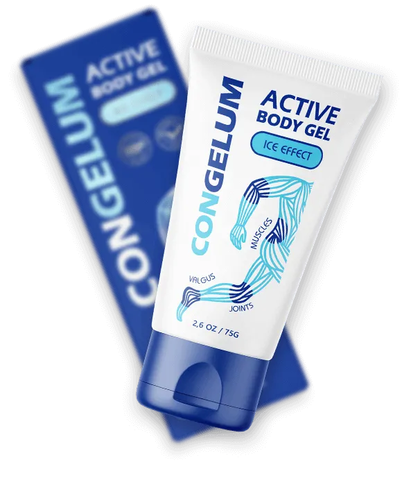 Congelum Gel Ελλάδα. Συσκευασία Congelum Gel για μυϊκή και αρθρική ανακούφιση — δροσιά και άνεση για δραστήριες ζωές.