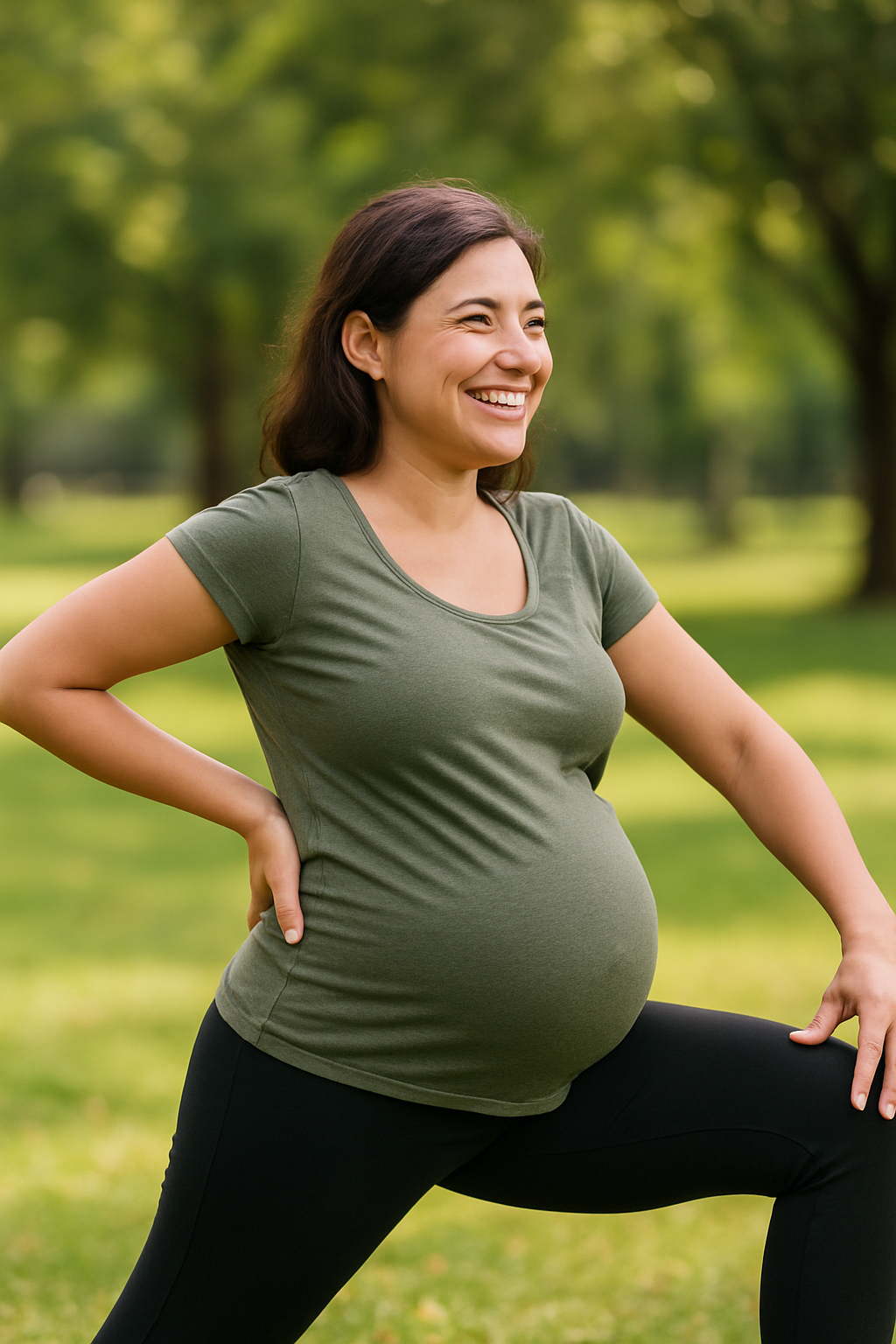 Pregnant woman with hip pain, seeking relief through home remedies